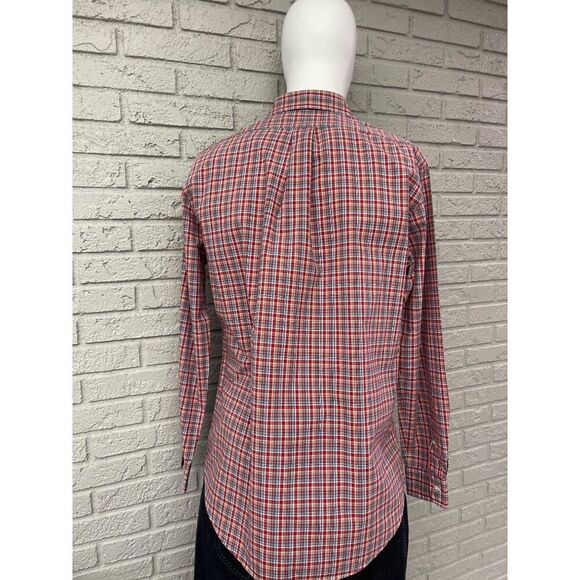 Ralph Lauren Men Custom Fit Red Stripe Plaid Button Down Long Sleeve Shirt Size - Picture 2 of 9